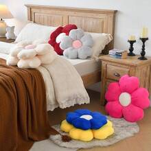 Flower Shaped Pillow, Cute Decorative Throw Pillows With Soft Artificial Rabbit Fur For Couch Bed Chair Floor, Christmas Pillow Seating Cushions With Room Décor For Bedroom (14.9 Inches, Yellow),14.9Inches,Yellow - 黃色 - 查看 5