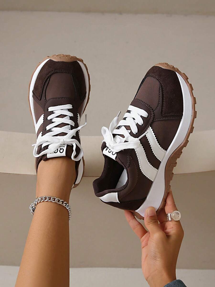 ZKBBO Women's Casual Sports Shoes, Lightweight Non-Slip Comfortable Criss-Cross Strap, Suitable For Outdoor Fitness, Walking, Tennis, Sneakers - Brown - View 1