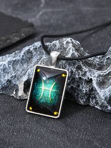 1pc Minimalist Fashionable Zodiac Sign Couple Necklace, Beaded Pendant Necklace - Multicolor - View 7