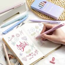 6支/套彩色凝胶笔，粉彩凝胶笔，彩色墨水，速干防晕染，可伸缩可爱，0.5mm细笔尖，适合写日记，书写流畅，可用于日记、艺术写作、文具、绘画笔记、标记、办公及学习用品（随机盒装）