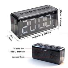 1200mAh Portable Multifunctional Wireless Speaker With Clock Display And Alarm - Black - View 8