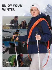 CAMEL CROWN 三合一女士滑雪服，防水防风抓绒内衬，冬季滑雪单板滑雪外套 - 深芷青 - 查看 6