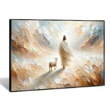 1pc Framed Canvas Poster, Religious Art Theme, Depicting God Leaving The Ninety-Nine Sheep To Find The Lost Lamb. Ideal Decor For Bedroom, Living Room And Hallway, Can Serve As Wall Art Or Seasonal Decoration To Add A Wintry Ambiance To Any Space. Jesus Themed Decorative Painting, Home Decor Poster, Room Decoration, Housewarming Gift. - Multicolor - View 6