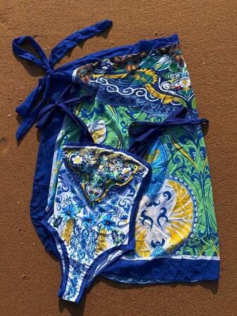 2025 Women's New Summer Bohemian Mesh Swimsuit With Skirt, Casual Holiday Style