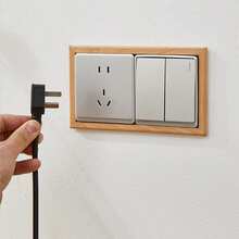 山毛榉木开关框，简约装饰框，适用于高品质实木墙壁插座，适用于客厅、卧室和办公室 - 自粘式安装，无需接线