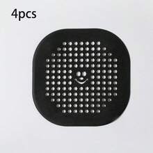 4pcs/2pcs Drain Cover - Hair Catcher For Shower Drain, Silicone Square Drain Cover With Suction Cup, Hair Stopper For Bathtub Drain, Shower Drain, Kitchen Sink (Pink, Black) - Multicolor - View 9