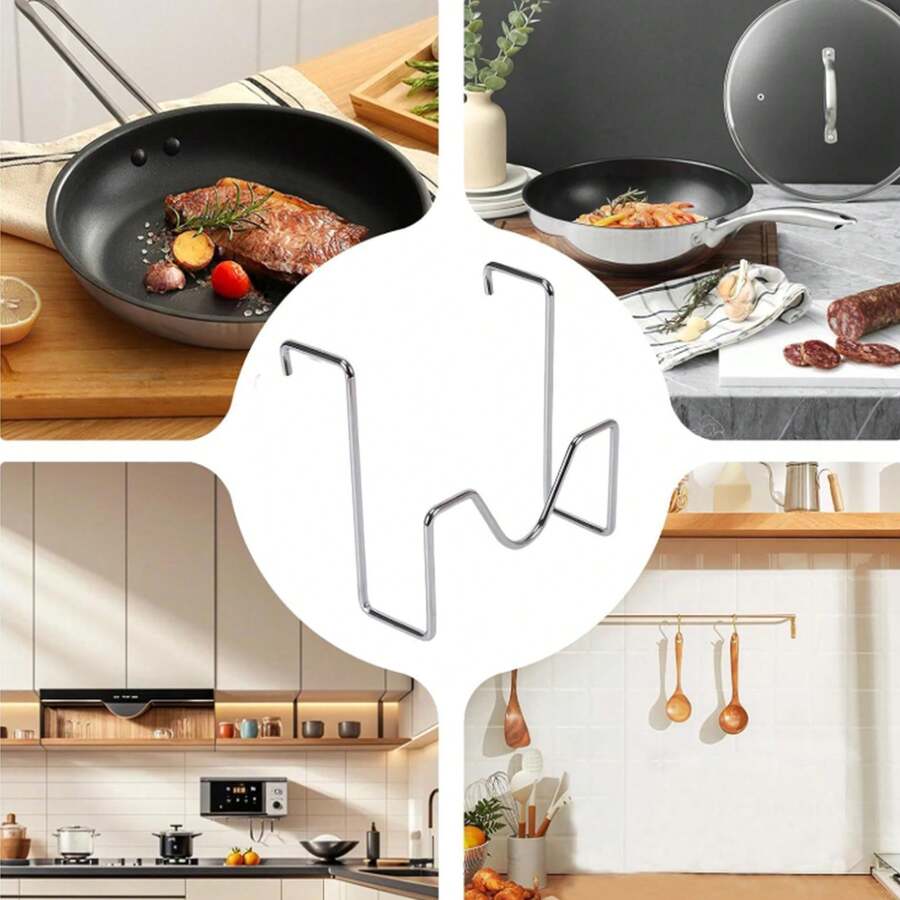 1/2pcs Stainless Steel Slow Cooker Lid Holder, Tabletop Storage Rack, Space Saving - Multicolor - View 1