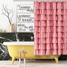 Ruffle Shower Curtain,72-Inches Long,Ruffled Bathroom Curtains For The Farm House,Boho Décor Textured,(Blush Pink,72inch X 72inch),72inchWx72inchL(Packof1),BlushPink - 腮紅粉色 - 查看 5