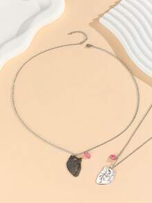 ATLVXJL 2pcs/Set Juego de Collares Luminosos en Forma de Corazón para Parejas y Amigos que Brilla en la Oscuridad, Collares de Joyería Casual Adecuados para Uso Diario y Regalo del Día de San Valentín - Multicolor - View 8