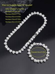 2pcs Heart-Shaped Cuban Link Necklace Set, Unisex, Hip-Hop Style Neck Chain Set, Luxury Jewelry Set, Suitable For Valentine's Day, Birthday, Daily Wear And Parties