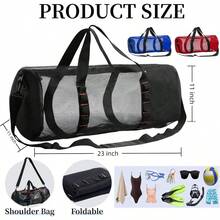 - Bolsa de playa de malla para buceo, buceo, surf, esnrquel, con cierre y correa de hombro ajustable para viajes, fitness, camping, natacin, gimnasio, pelotas de 23x 11 pulgadas - negro - - Ver 3