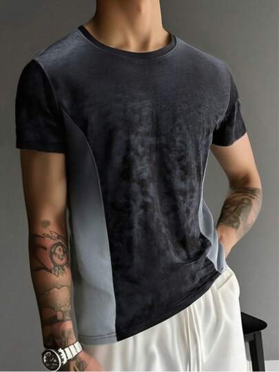 男士夏季T恤，柔软舒适，渐变色设计，休闲日常/户外运动皆宜