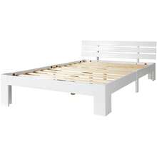 Solid Wood Double Bed Consisting Of A Bed Frame With Headboard And Slatted Base - 200 X 140 Cm, Solid Wood, Sturdy Double Bed, Can Be Used As A Pine Bed - 白色+實木 - 查看 6