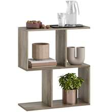 HOMCOM S-Shaped Side Table, 3-Tier Narrow End Table With Storage Shelves, Modern Nightstand For Living Room, Bedroom, 50W X 19.5D X 58H Cm - 灰色 - 查看 2