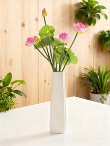 1 pieza Jarrón pequeño de cerámica blanca, decoración de estilo nórdico minimalista, jarrón elegante adecuado para sala de estar, comedor, oficina, decoración de flores y plantas hidropónicas, jarrón de decoración geométrica moderna, decoración del hogar * 18,29 cm - Multicolor - Ver 6