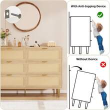 Rattan 6 Drawer Dresser For Bedroom, Modern Chest Of Drawers With Gold Legs And Gold Handles, Wide Double Dresser With Large Tabletop And Anti-Tipping Design For Bedroom Living Room - Natural - 查看 3
