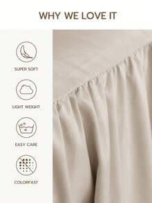 1件床裙，床上用品，柔软透气的床单，荷叶边下摆和松紧带设计，舒适睡眠，轻盈优雅，如云朵般柔软的质地，适用于单人床、双人床、大号床、特大号床，可机洗，公主风房间装饰