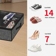2 Pack Sturdy Under Bed Shoe Storage Organizers, Fit Total 24 Pairs, Large Underbed Closet Shoes Box Container Bag With Clear Cover, Breathable, 29.3x23.6x5.9 Inches(Except For Men's Sports Shoes) - đen(28 ô) - Xem 6