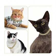 Luxury Diamond Dog Collar, Stainless Steel Metal Chain With Decorative Lock For Walking, Adjustable Pet Jewelry Accessory (Recommend Choosing A Size Up For Comfort) - Gold - View 7