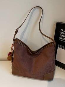 [Túi Tote Vintage Washed - Túi đeo vai bằng kim loại cũ dành cho phụ nữ trưởng thành, nhiều ngăn chống nước, màu nâu caramel phong cách tối giản, thích hợp để đi làm, đi học và đi chơi thường ngày quanh năm] - Cà phê - Xem 9