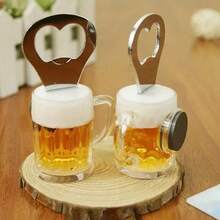 1/2/3pcs Magnetic Beer Bottle Opener Mug Shape Bottle Bar Refrigerator Stainless Steel Wine Opener Kitchen Accessories, Beer Mug With Bottle Opener Lid, Fun Beer Buddy - Acrylic Magnetic Suspension Bottle Opener With Refrigerator Magnet, Decor Cool Unique Birthday Gifts Collection, Fun Gift, And Home Decoration, Ideal For Beer Lovers, Home Bar, Parties, And Gifting, Imanes Nevera