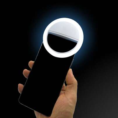 1pc Portable Circular Selfie Fill Light, Selfie Ring Light, Mini Clip-On Fill Light, LED Selfie Fill Light, Phone Selfie Light, Suitable For Phones And Computers, Can Be Used For Makeup, Zoom Meetings, Live Streaming, Vlogging, Perfect Selfie And Video Calls, 150mAh
