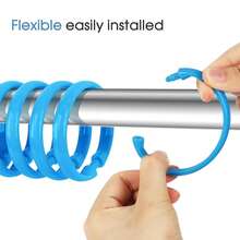 Blue Shower Curtain Hooks - 12 Pcs Circular Plastic Shower Curtain Rings For Bathroom - O Shaped Blue Shower Hooks Rings For Shower Curtain Rod,Blue - Blue - View 4