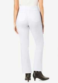 Woman Within Plus Size Petite Flex-Fit Pull-On Bootcut Gap-Free Stretch Denim Jeans - 白色 - 查看 2