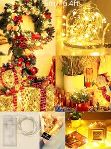 1pc 1/2/3/5/10m Battery Powered Copper Wire String Lights, Indoor/Outdoor Decorative Lights For Bedroom, Room Wall, Wedding Party, Camping Tent, Outdoor Garden - Battery Model - View 16