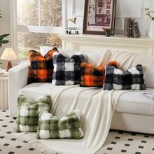 18x18 Inch Throw Pillow Covers,Pack Of 2 Fluffy Decorative Throw Pillow Covers Super Soft Faux Rabbit Fur Cozy Set Case Cushion For Couch Sofa Bedroom Sage Green Grid Print Cushion Covers,18inchx18inch(Packof2),SageGreenGridPrint - SageGreenGridPrint - 查看 6