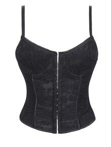 Black Halter-Neck Shapewear, Women's Corset, Everyday Wear, Holiday Party Dress. - 黑色 - 查看 10