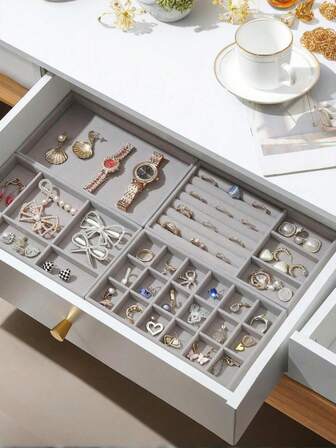 5 st/set stapelbara smyckesbricka i sammet, smyckesdisplay i lådstil, elegant smyckesorganiseringsbricka, bärbart smyckesställ, rutnät för smycken, smyckesförvaringsbricka, lämplig för örhängen, halsband, armband, klockor, ringar, smyckesorganisatör i sammet smyckesbricka, smyckesdisplay i lådstil, elegant smyckesorganiseringsbricka, bärbar smyckesask, rutnät för smycken