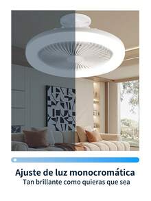 Ventilador de Techo con Luz y Control Remoto de 10.24 Pulgadas,Combinación de Ventilador LED de 50W y Bombilla, Luz LED Regulable, Ventilador Silencioso de 3 Velocidades, Instalación Fácil en Toma E27 para Garaje, Dormitorio, Sala de Estar/Oficina, Cocina, Armario, Almacén, Ático - Blanco - Ver 7