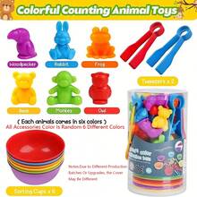 蒙特梭利早教STEM玩具套装，包含计数玩具、配对游戏和分类碗，适合学龄前儿童学习，可用于分类/圣诞礼物（包装样式随机）。蒙特梭利玩具，益智玩具，圣诞节，蒙特梭利玩具，蒙特梭利，益智玩具 - 彩色 - 查看 4