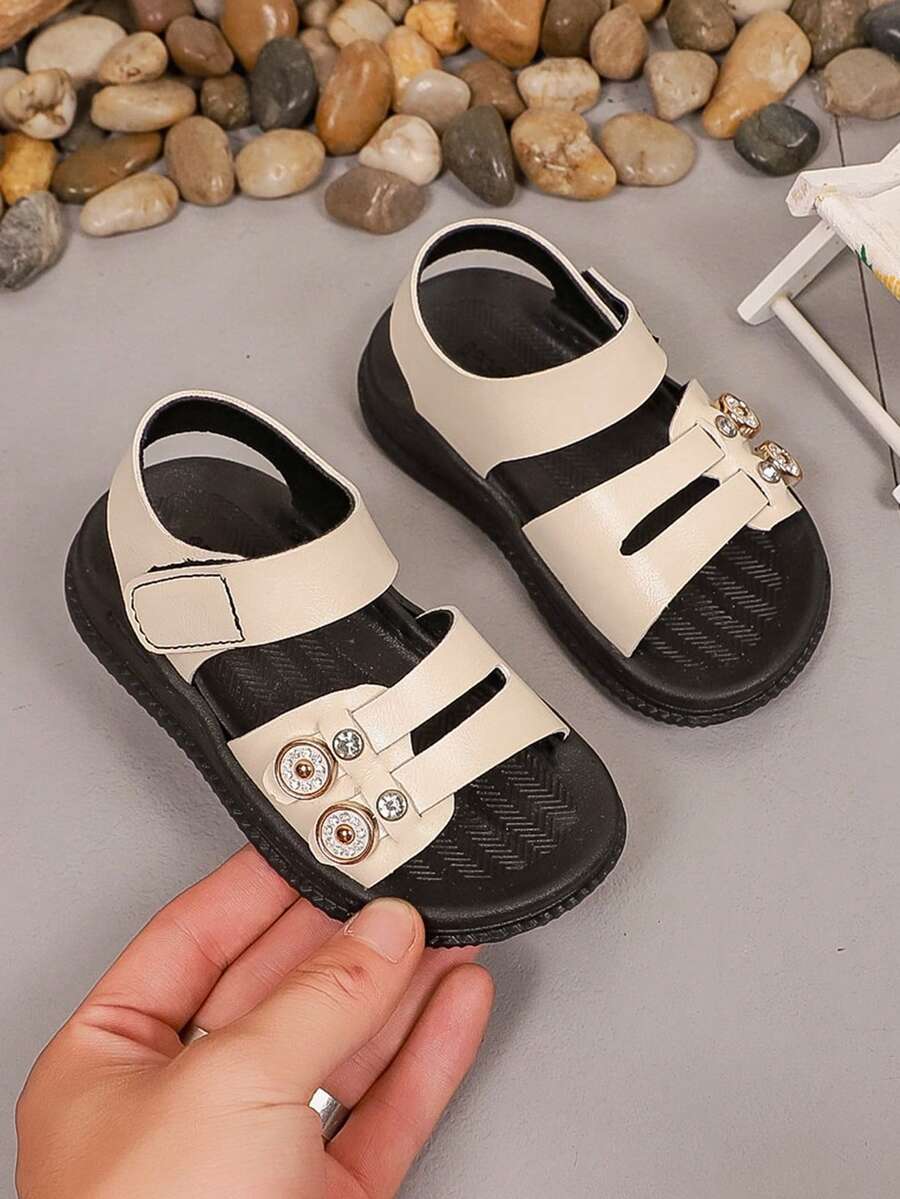 Fashion Casual Kids/Toddlers Slip-On Hook And Loop Flat Sandals, Comfortable Outdoor Wear [Size Runs Small, Recommend Ordering One Size Up] - Beige - View 1