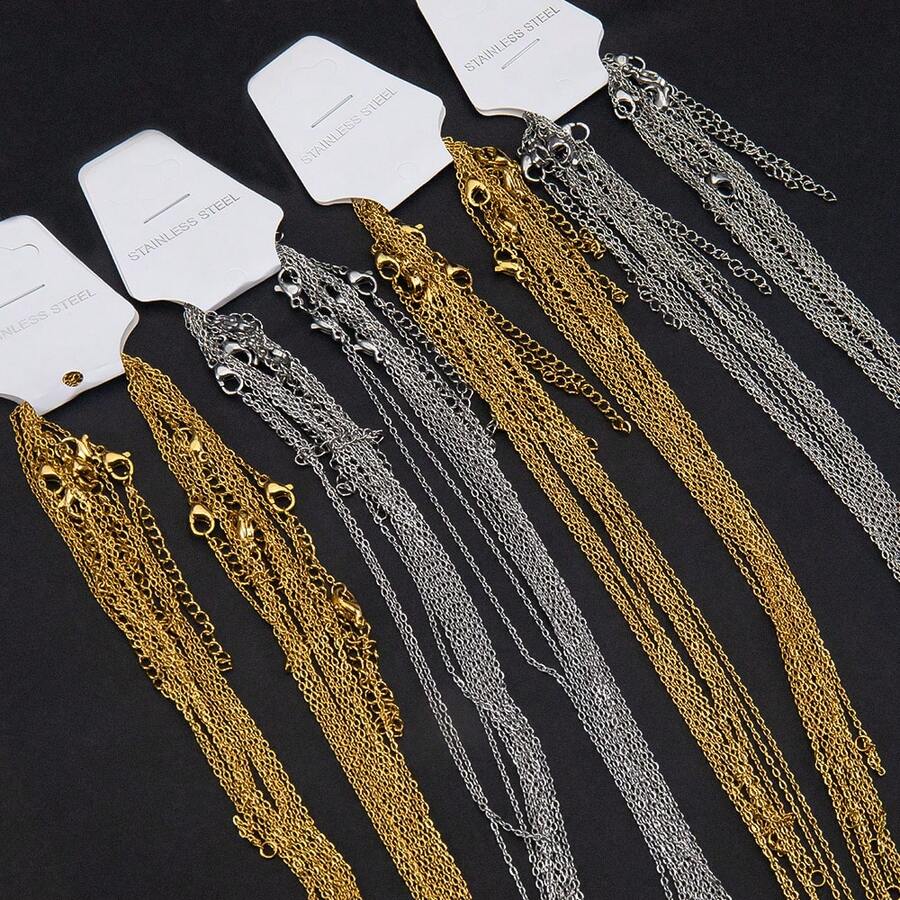 5pcs Stainless Steel Cross Pendant Necklace With Lobster Clasp Adjustable Chain For DIY Jewelry Making - HG0191 - View 1