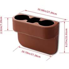 WSXC Car Cup Holder Auto Front Seat Gap Interior Drink Organizer Multifunctional Cup Drink Holders With PU Leather Cover Gap Filler Storage Box Coin Bucket Console Side Pocket Key Wallet Holder Brown - Brown - View 3