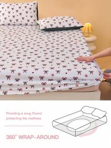1 bộ ga trải giường in hình kẹo que và nơ, phù hợp với nệm dày từ 9" đến 12", mềm mại, chống nhăn, thoáng khí, phù hợp với nhiều kích cỡ giường, có thể giặt máy. Ga trải giường thời trang, vật dụng thiết yếu cho phòng ngủ và ký túc xá, đạt chứng nhận Oeko-Tex. - Nhiều màu - Xem 5