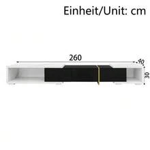Nowoczesna szafka pod telewizor z regulowaną długością (140-260 cm), obrotową podstawą, efektem czarnego marmuru, błyszczącym matowym białym wykończeniem i złotymi akcentami. Opis: Ta szafka pod telewizor łączy nowoczesny design ze współczesnym stylem. - Czarne - Zobacz 7