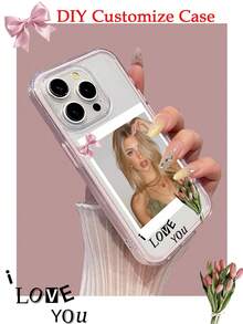 Customized TPU Pink Bumper Transparent Phone Case, Personalized Creative Gift For Cute Kids, Family, Landscape, Anniversary, Pets, Compatible With IPhone 13/14/15/16/17/17 Pro Max, Valentine's Day Customized Phone Case, Valentine's Day Gift