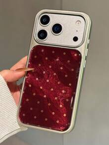 可爱3D渐变闪粉手机壳，兼容 17 Pro Max、17 Pro、17 Air、16、15、14 Plus、13、12 Pro Max、11，奢华闪亮保护软壳 - 酒紅波點 - 查看 5