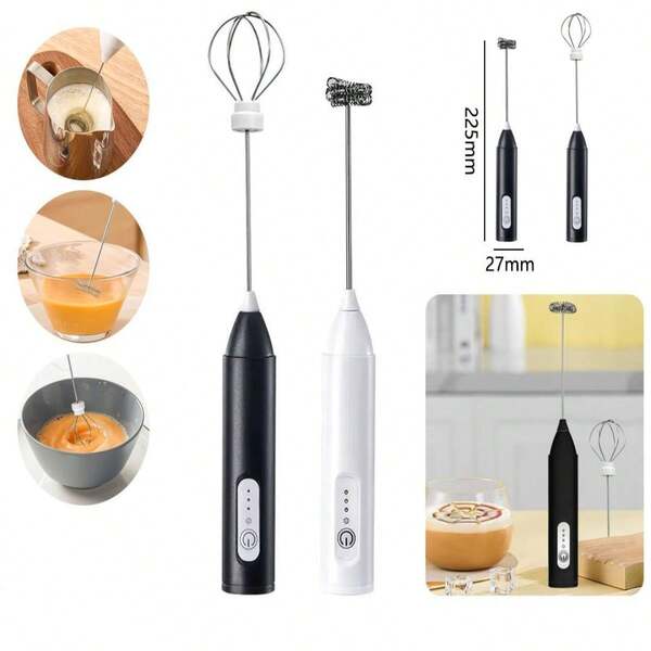 Mini Mixer Elétrico Recarregável USB 3 Velocidades Inox 304 Portátil com Batedor de Ovos, Baixo Ruído, Ideal para Cappuccino, Café Cremoso, Shakes e Misturas - DKL