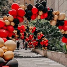 109pcs Black And Gold Balloon Arch Diy Kit, Simple Wedding Decoration For Birthdays, Weddings, Engagements, Outdoor Photography, Shower Party, Farm, Balloon Arch Decoration, Shower Party Decoration, Bachelor Party Gender Revealing Decoration, Christmas Can Be Diy Matched - Black and Red - View 3