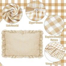 Euro Sham Pillow Covers - 2PCS European Plaid Ruffle Throw Pillow Sham For Sofa Couch, Brown Bow Tie Gingham Buffalo Check Cushion Cover Decoration For Bed Bedroom Living Room Car (26'' X 20\),26inchx20inch(Packof2),Brown - 棕色 - 查看 4