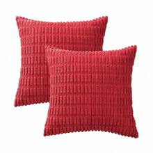 Volcanics Christmas Pillow Covers 18x18, Pack Of 2 Red Soft Corduroy Striped Decorative Throw Pillow Covers, Modern Farmhouse Boho Home Decor,18inchx18inch(Packof2),Red - 紅色的 - 查看 7