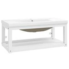 Bathroom Washbasin Frame With Built-In Basin White Iron - White - View 2