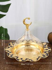 Prato para bolo com tampa e alça, tema criativo de feriado, estrela e lua, 1 peça. Ideal para petiscos pequenos. Cor dourada. Perfeito para armazenar alimentos durante o Ramadã Kareem. Prato de sobremesa dourado com tampa em formato de lua, sucesso de internacionais. Bandeja de sobremesa em ferro forjado. Prato de frutas em acrílico transparente de alta qualidade. Design 2025 com estrela e lua esculpidas, resistente à poeira e manchas. Prato portátil e charmoso para buffet, estilo boêmio, com cores vibrantes, perfeito para festivais, celebrações e festas do Oriente Médio. - Multicolorido - Ver 14