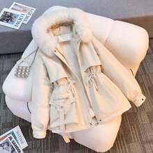 Winter New Parka Hooded Cotton Jacket For Women Fashionable Versatile Detachable Fur Collar - cà phê - Xem 2