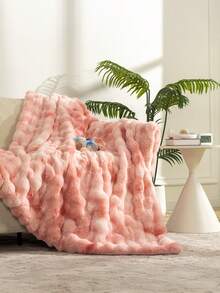 Liomindar Ultra Soft Luxury Fluffy Faux Rabbit Fur Blanket, Thick Warm Bubble Throw For Bed, Cozy Plush Reversible Blankets For Bed,Couch, Chair, Sofa - 粉色 - 查看 4