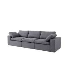 Cloud Modular Sofa With Certified Foam, Upholstered Floor Sofa With Deep Seat, Upholstered Sofa For Bedroom Living Room, No Assembly Required (Fabric, Grey) - 灰色的 - 查看 1